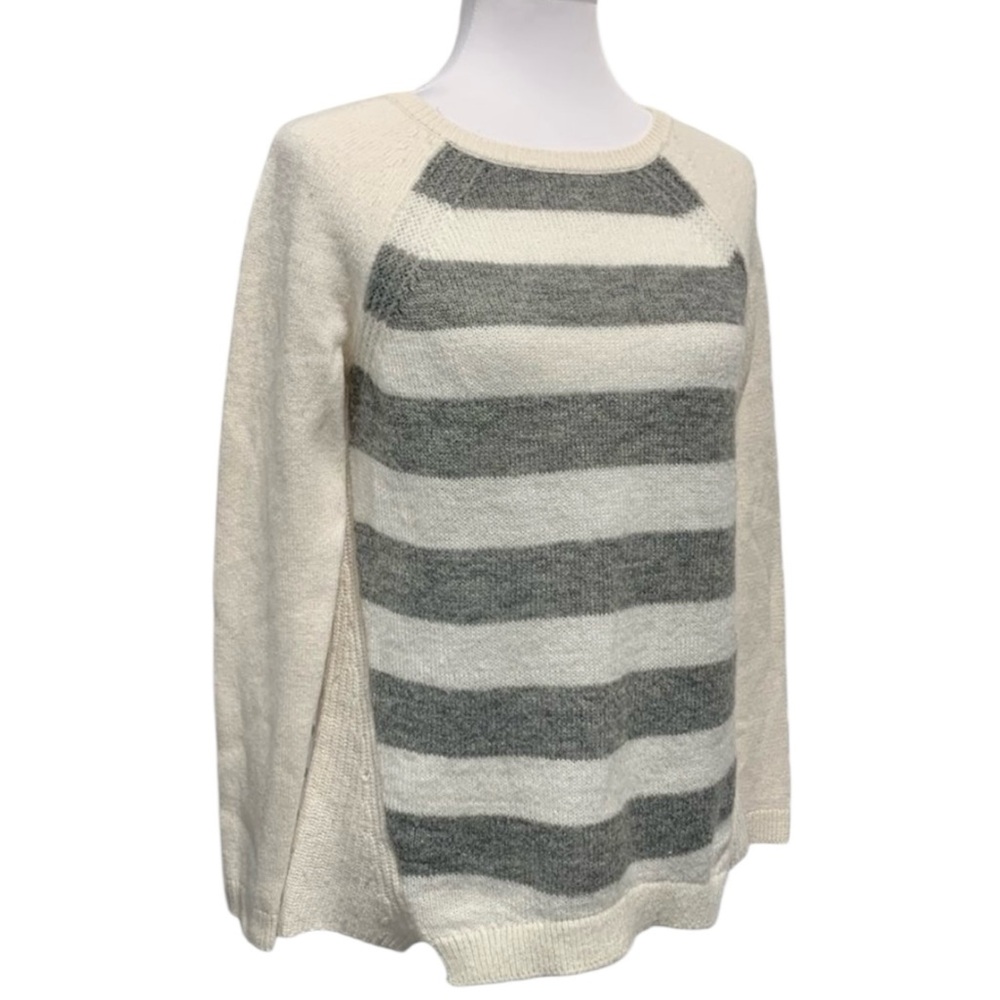 LOFT Cream Gray Crew Neck Knit Sweater Womens Sz M - Picture 2 of 9